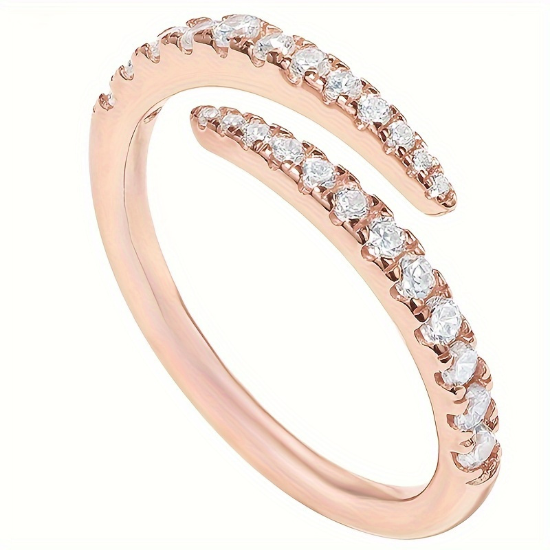 Women's Spiral Wrap Open Band Ring with Synthetic Cubic Zirconia